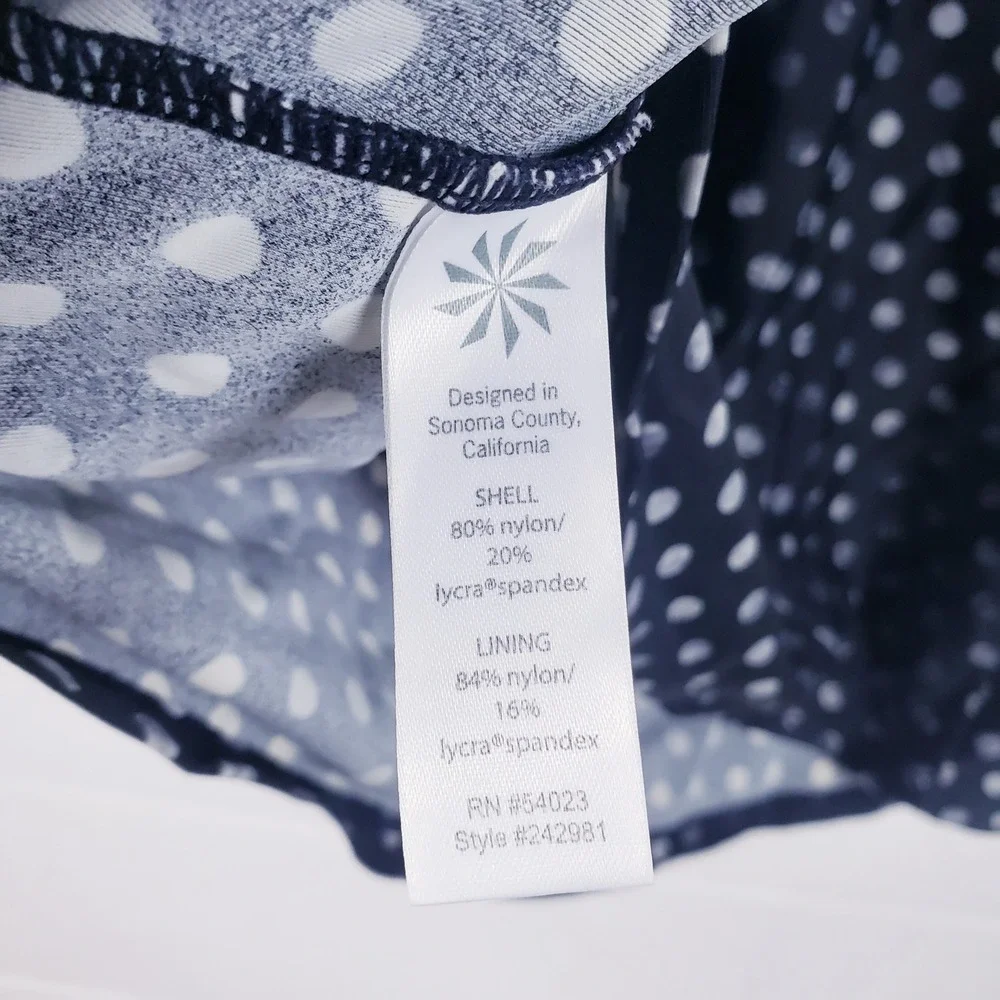 Athleta‎ Tankini Swimsuit Black Polka Dot Side Tie Bikini Bottom 2pc Set Medium